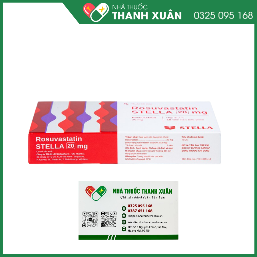 Rosuvastatin Stella 20 mg điều trị tăng cholesterol máu